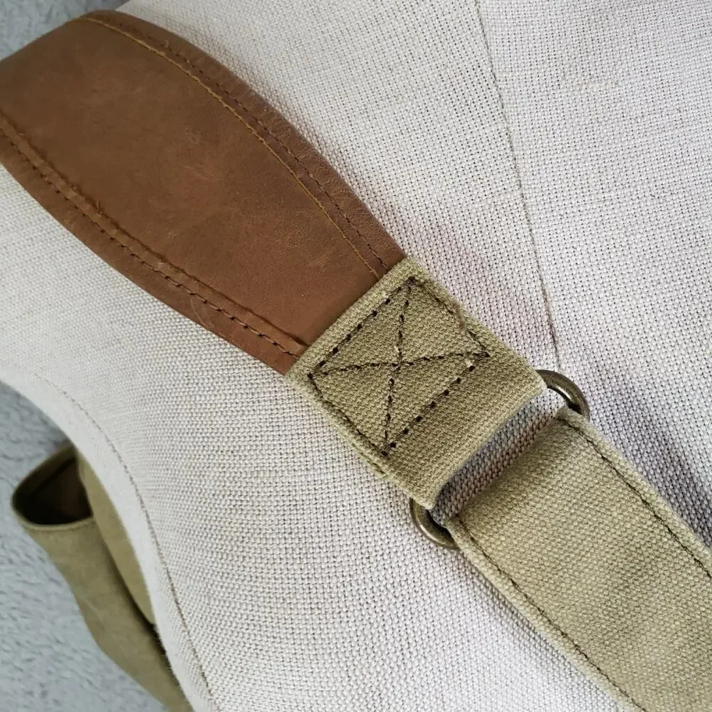 LL Bean Ameribag Healthy Back Sling Bag Backpack Canvas Leather Crossbody